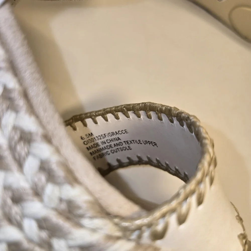 Womens White Espadrille Wedge Sandals Elastic Strap Casual Summer Shoes 6.5M‎